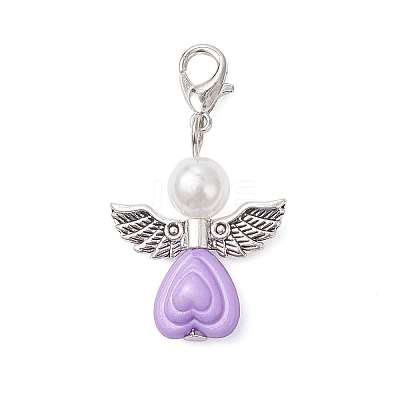 Acrylic Heart Angel Pendant Decorations HJEW-JM04186-1
