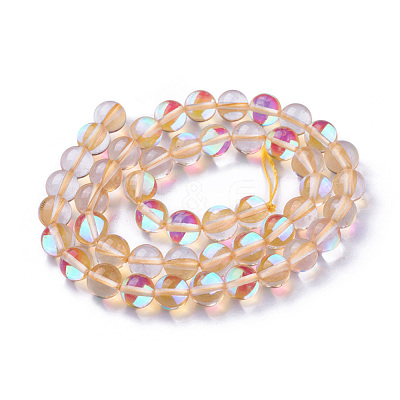 Synthetic Moonstone Beads Strands G-F143-6mm-15-1