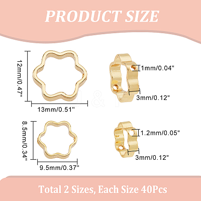 80Pcs 2 Style Brass Bead Frame KK-DC0002-50-1