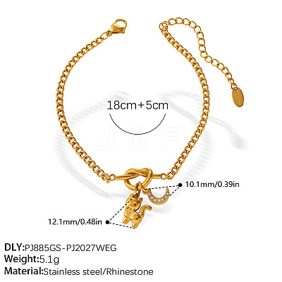 304 Stainless Steel Crystal Rhinestone Knot Charm Bracelets for Women WGFD32A-03-1