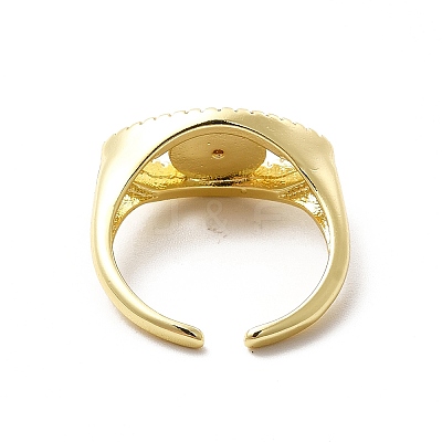 Clear Cubic Zirconia Horse Eye with Enamel Open Cuff Ring KK-H439-57G-1