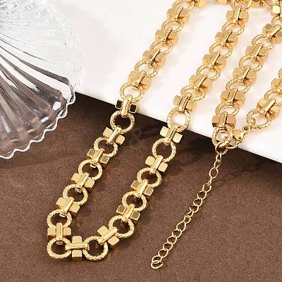 8MM 304 Stainless Steel Twisted Ring Link Chain Necklaces NJEW-Z105-04G-04-1