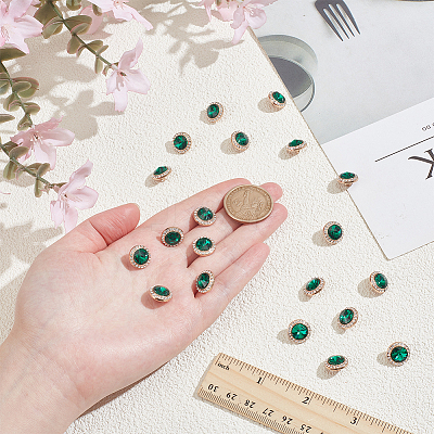 20Pcs 1-Hole Flat Round Zinc Alloy Rhinestones Buttons ALRI-NB0001-20E-1
