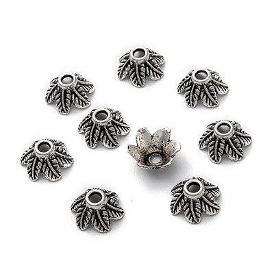 6-Petal Tibetan Style Alloy Bead Caps LF9396Y-01AS-1