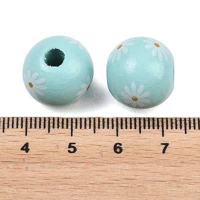 Printed Wood European Beads WOOD-G029-07D-1