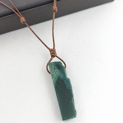 Natural Green Onyx Agate(Dyed & Heated) Rectangle Pendant Necklaces FS-WGC5719-08-1