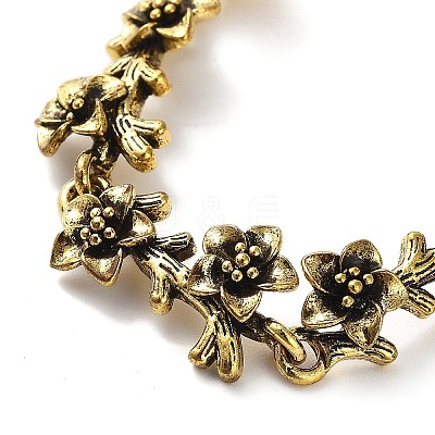 Vintage Alloy Flower Link Chain Bracelet for Women LS-BJEW-A140-02AG-1