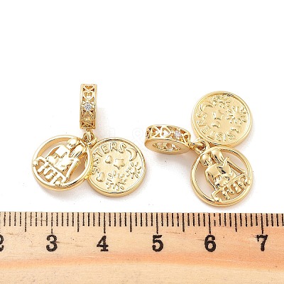 Rack Plating Brass Micro Pave Clear Cubic Zirconia Ruropean Dangle Charms KK-C063-11G-1