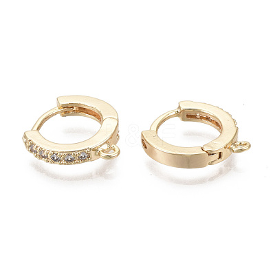 Brass Micro Pave Cubic Zirconia Huggie Hoop Earring Findings KK-T063-012-NF-1