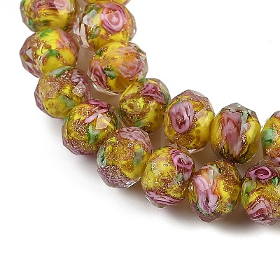 Handmade Gold Sand Lampwork Beads Strands LAMP-R141-10mm-23-1