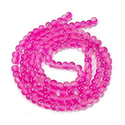 Frosted Transparent Glass Bead Strands GLAA-P065-6mm-11-1