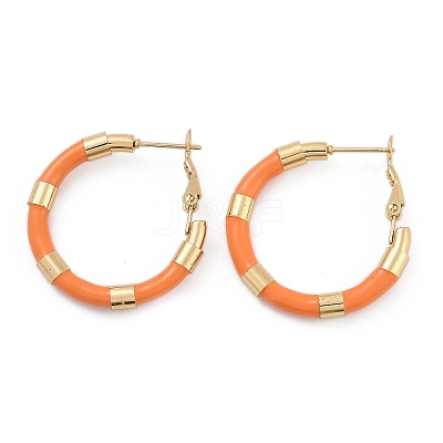 PVD Vacuum Plating 201 Stainless Steel Enamel Hoop Earrings for Women EJEW-B016-33H-1