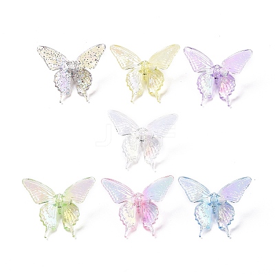 UV Plating Rainbow Iridescent Transparent Acrylic Beads X-OACR-C010-10-1