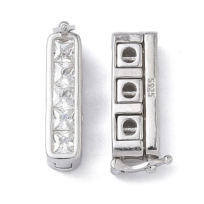 925 Sterling Silver Cubic Zirconia Twister Clasps STER-WH0007-28B-P-1