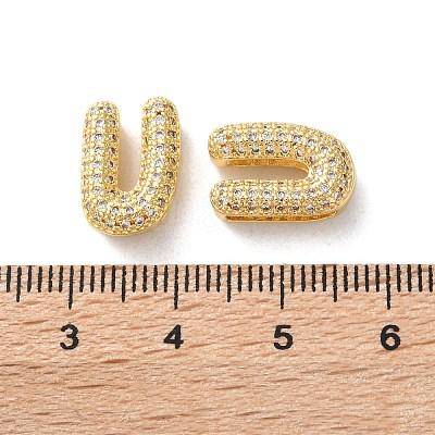 Rack Plating Brass Micro Pave Cubic Zirconia Slide Charms KK-C084-34G-U-1