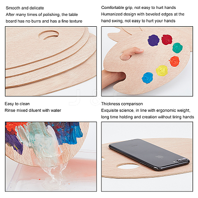 Wooden Painting Palette DIY-PH0026-80-1
