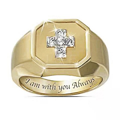 Square with Cross Pattern Alloy with Crystal Rhinestone Finger Rings FS-WG4A2D8-25-1