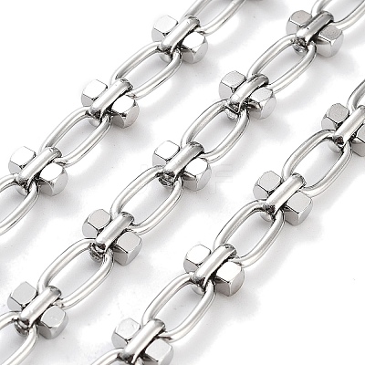 Tarnish Resistant 304 Stainless Steel Oval & Dumbbell Link Chain Unwelded X-STAS-B060-02P-1