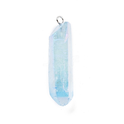 Electroplated Natural Quartz Pendants G-P315-B01-10P-1