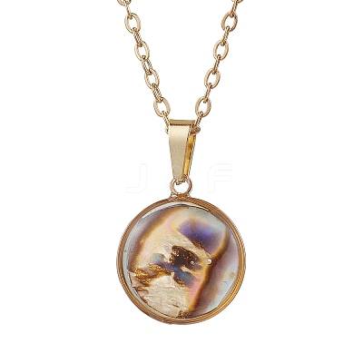 Natural Paua Shell Pendant Necklaces NJEW-JN05141-06-1