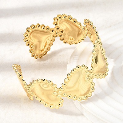 Heart Brass Cuff Bangles for Women BJEW-Z163-01G-1