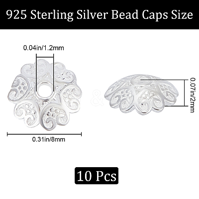 10Pcs 925 Sterling Silver Bead Caps STER-CN0001-37-1