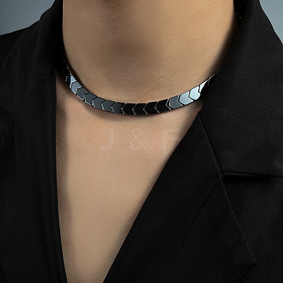 Synthetic Non-magnetic Hematite Arrow Beaded Necklaces with Steel Clasps FS-WGD7F98-01-1