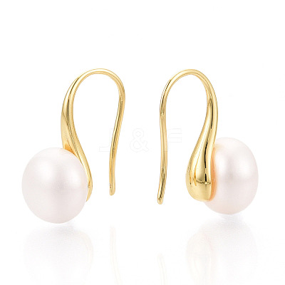 Brass Natural Pearl Dangle Earrings PEAR-N020-08C-01-1
