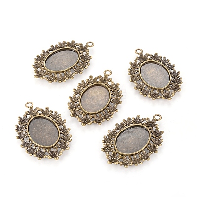 Alloy Rhinestone Pendant Cabochon Settings LS-PALLOY-J013-AB-1