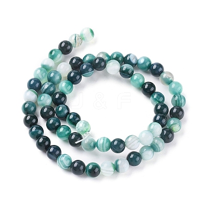Natural Striped Agate/Banded Agate Beads Strands G-G582-6mm-48-1
