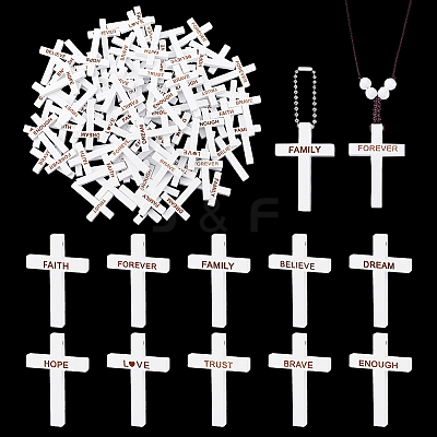 100Pcs 10 Styles Wooden Pendants WOOD-GA0001-93A-1