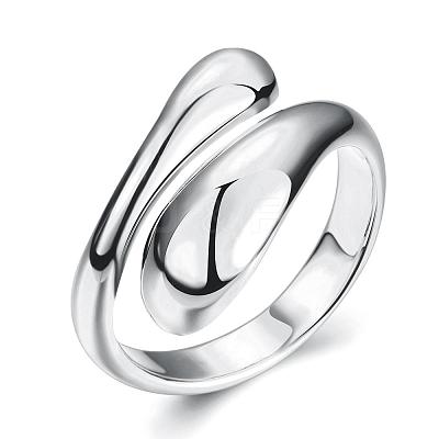 Real Platinum Plated Adjustable Brass Finger Rings for Women RJEW-BB07574-C-1