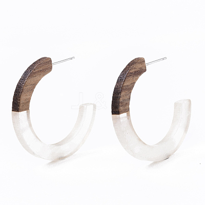 Resin & Walnut Wood Stud Earring Findings RESI-R425-01-A03-1
