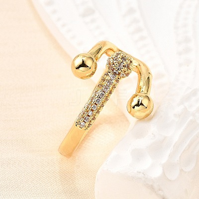 Brass Micro Pave Cubic Zirconia Cuff Rings RJEW-D308-03G-D-1