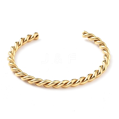 Ion Plating(IP) 304 Stainless Steel Cuff Bangles for Women BJEW-M310-01G-1
