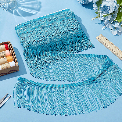 Polyester Tassel Lace Edge Trim Ribbon OCOR-WH0101-118A-1