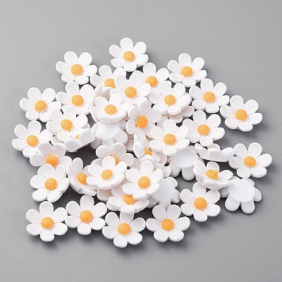 Opaque Resin Flower Cabochons CRES-WH0010-053A-02-1