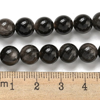 Natural Silver Obsidian Beads Strands G-S150-20A-8mm-1