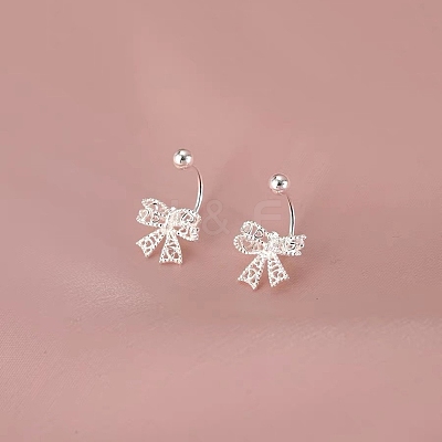999 Fine Silver Bowknot Ear Plugs Gauges EJEW-P296-15S-1