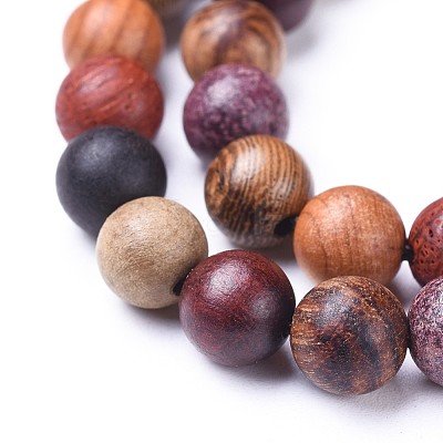 Natural Wood Beads Strands WOOD-F008-07-D-1