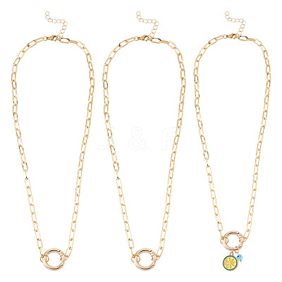 2Pcs Brass Paperclip Chains Necklaces NJEW-TAC0046-1