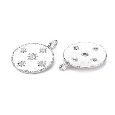 Brass Micro Pave Clear Cubic Zirconia Pendants KK-S356-541P-NF-1