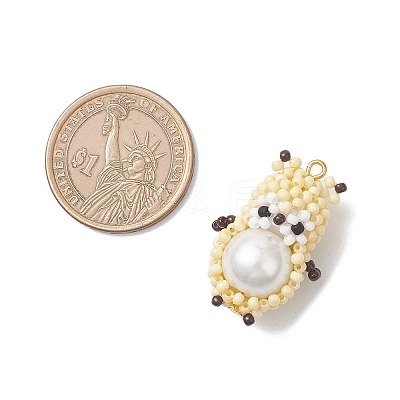Glass Seed Beaded Hamster Pendants PALLOY-MZ01035-01-1