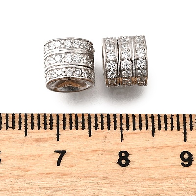 925 Sterling Silver Micro Pave Clear Cubic Zirconia Beads STER-F061-03B-P-1