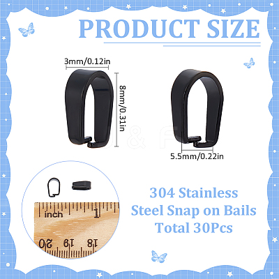 30Pcs 304 Stainless Steel Snap on Bails STAS-SC0007-70D-1