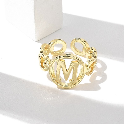 Brass Open Cuff Rings for Women RJEW-K289-01G-M-1