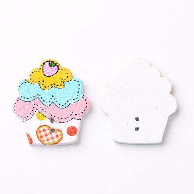 Cake 2-Hole Wooden Buttons BUTT-D049-02-1