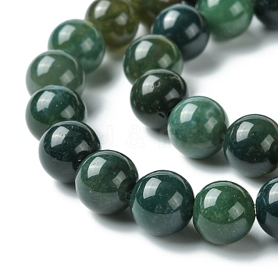 Natural Moss Agate Beads Strands GSR10mmC001-1