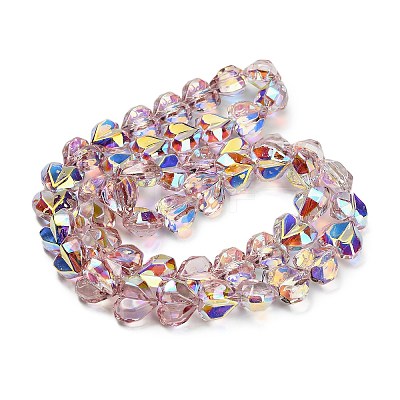 Electroplate Transparent Glass Beads Strands EGLA-B012-AB08-1