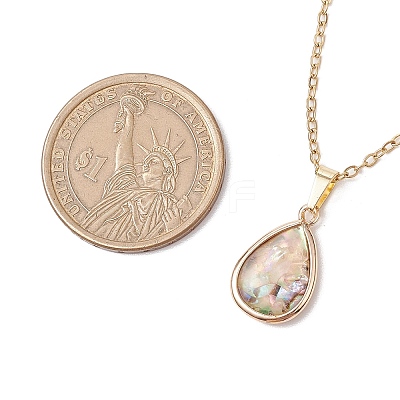 Natural Paua Shell Pendant Necklaces NJEW-JN05141-04-1